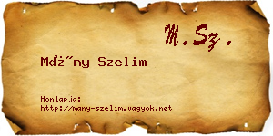 Mány Szelim névjegykártya